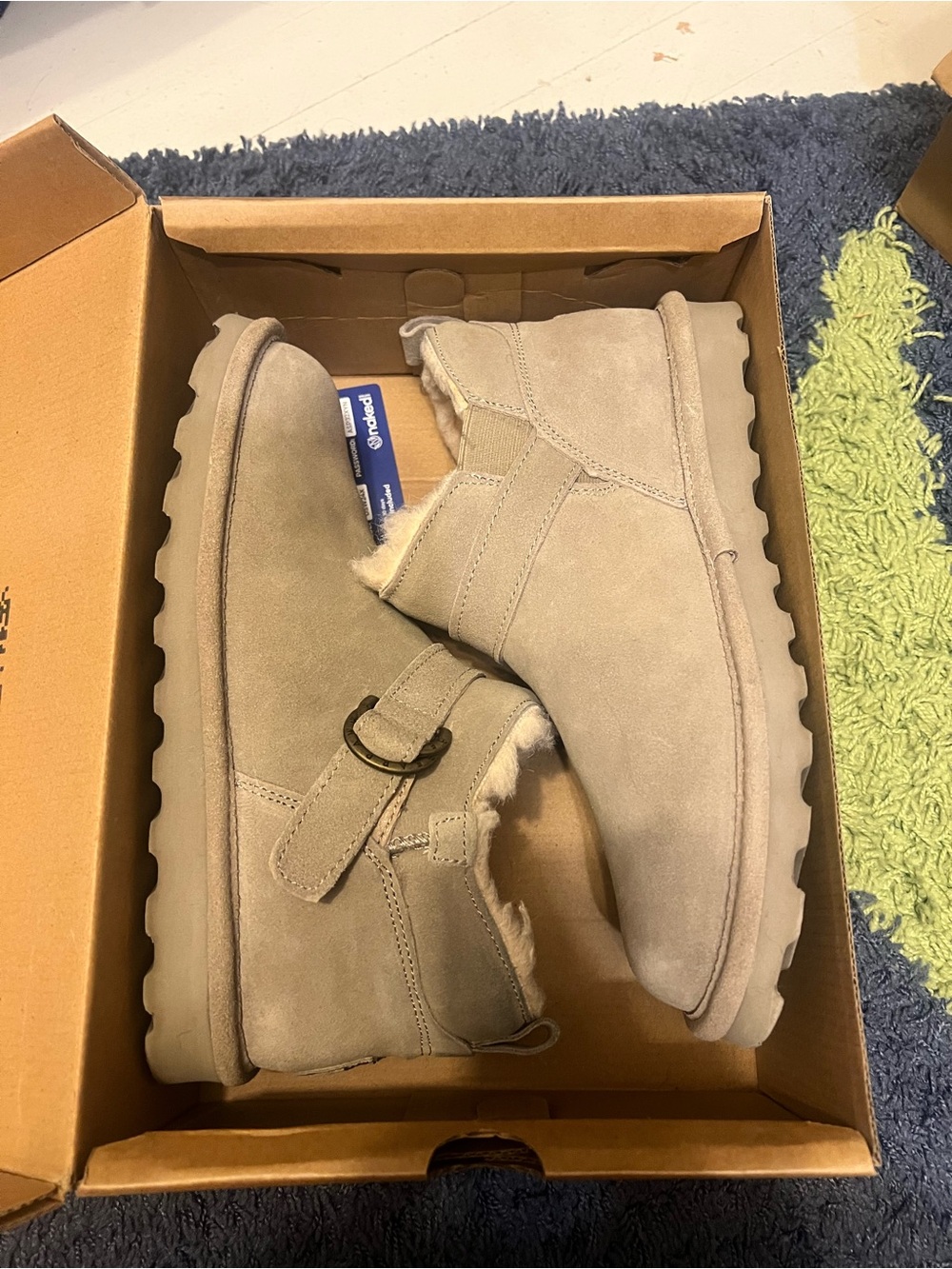 BearPaw Women's Gray Suede Ankle Booties